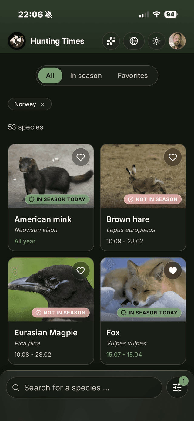 Jakttider skjermbilde 1